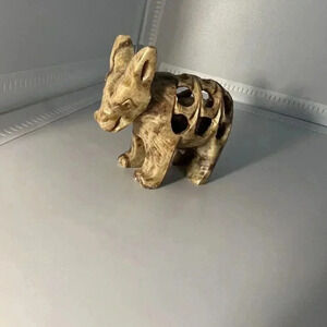 Miniature Donkey With Baby Inside Hand carved In India Soapstone